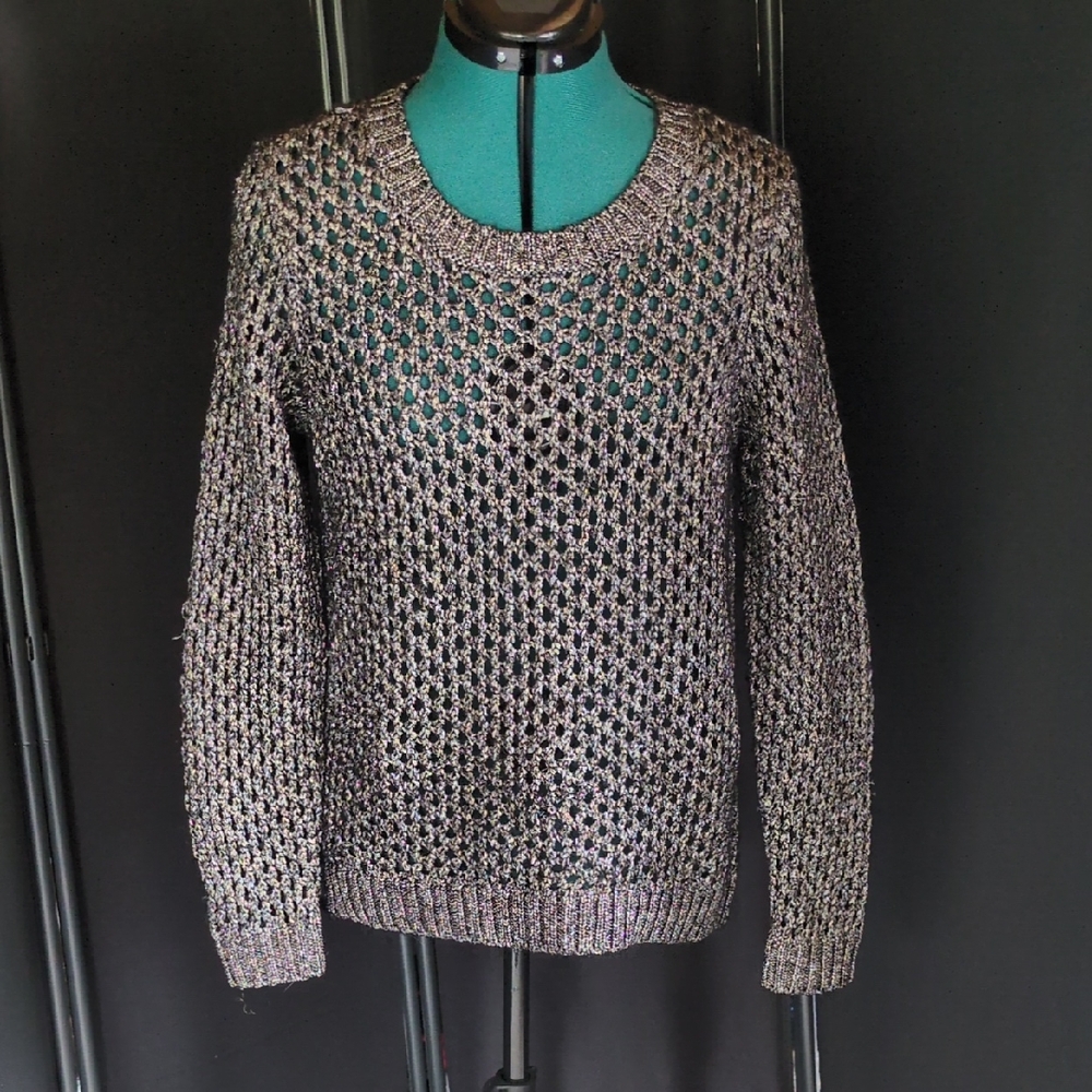 INC International Concepts Metallic Open-Knit Sweater